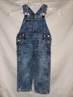 Wonder Nation Toddler Blue Denim Overalls Adjustable Straps Pockets, Size 2T